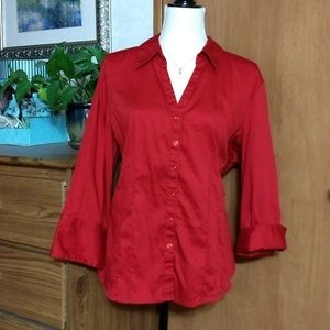 Red button up shirt